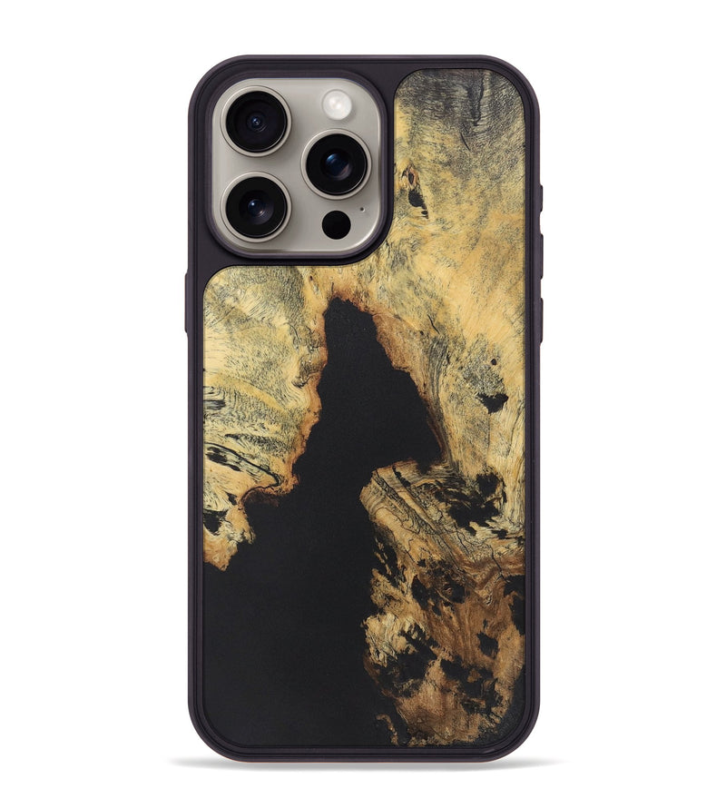 iPhone 15 Pro Max Wood+Resin Phone Case - Omar (Pure Black, 722211)