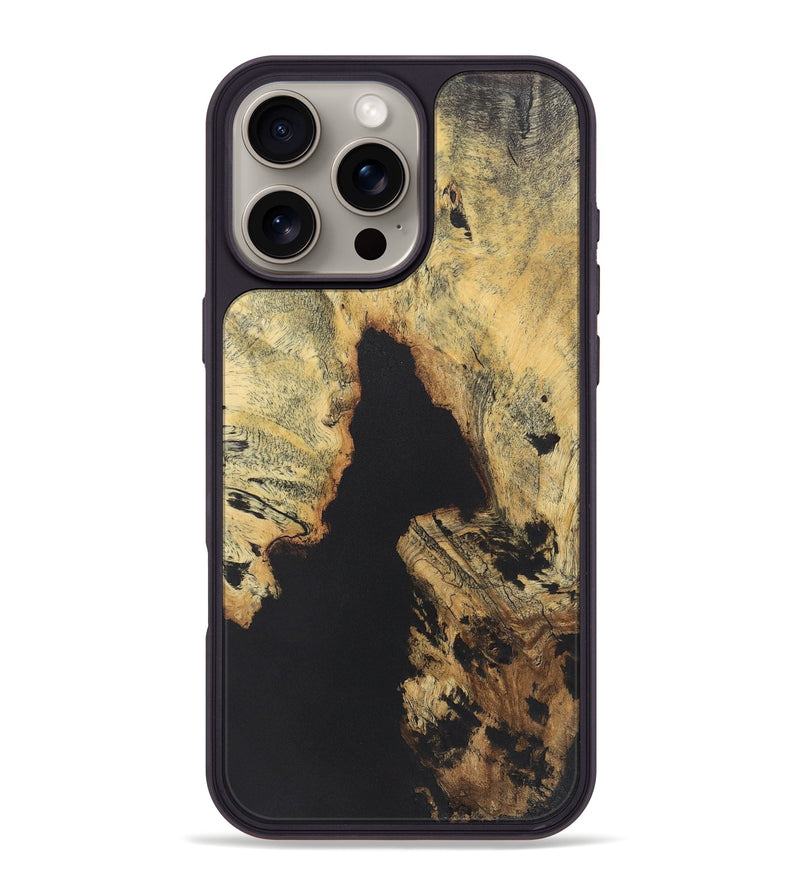 iPhone 16 Pro Max Wood+Resin Phone Case - Omar (Pure Black, 722211)