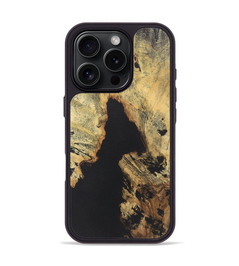 iPhone 16 Pro Wood+Resin Phone Case - Omar (Pure Black, 722211)