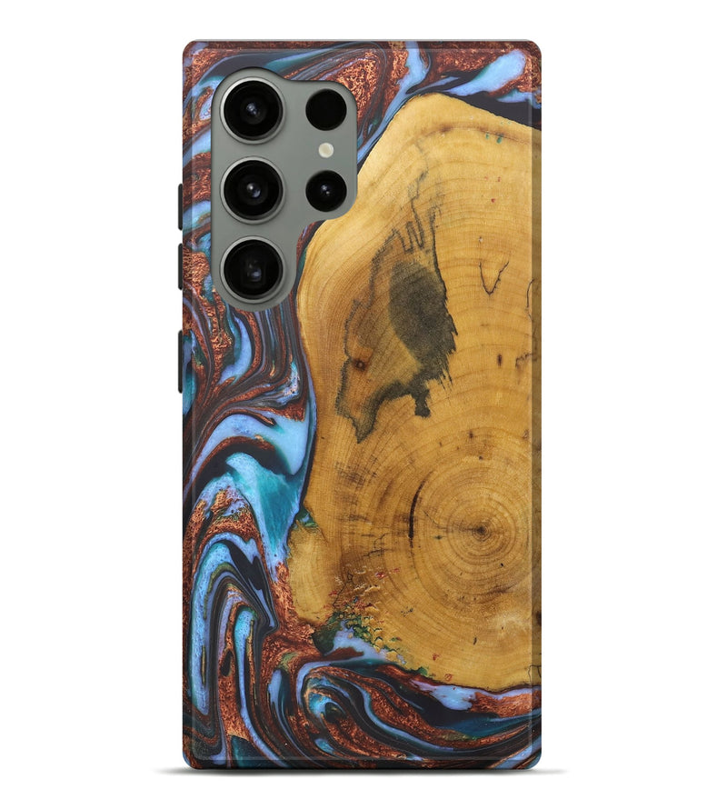 Galaxy S24 Ultra Wood+Resin Live Edge Phone Case - Terrell (Teal & Gold, 722233)