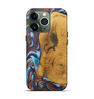 iPhone 13 Pro Wood+Resin Live Edge Phone Case - Terrell (Teal & Gold, 722233)