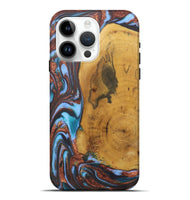 iPhone 15 Pro Max Wood+Resin Live Edge Phone Case - Terrell (Teal & Gold, 722233)