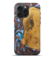 iPhone 16 Pro Max Wood+Resin Live Edge Phone Case - Terrell (Teal & Gold, 722233)