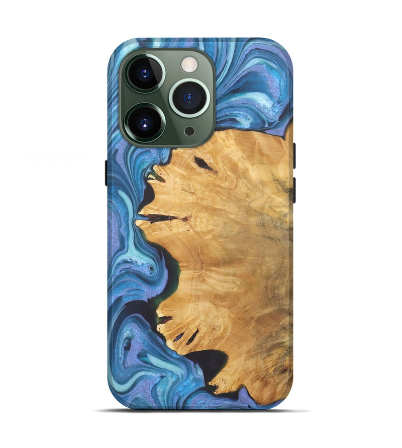 iPhone 13 Pro Wood+Resin Live Edge Phone Case - Brittani (Blue, 722238)