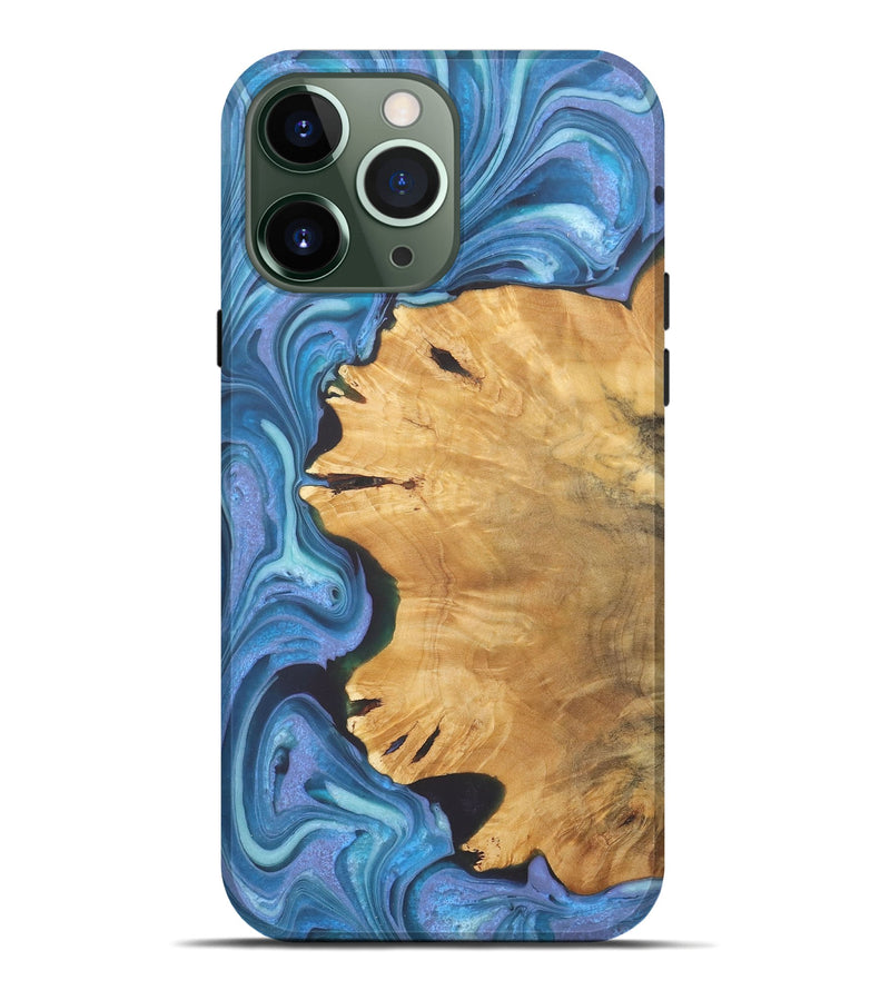 iPhone 13 Pro Max Wood+Resin Live Edge Phone Case - Brittani (Blue, 722238)