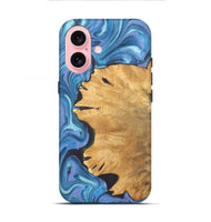 iPhone 16 Wood+Resin Live Edge Phone Case - Brittani (Blue, 722238)