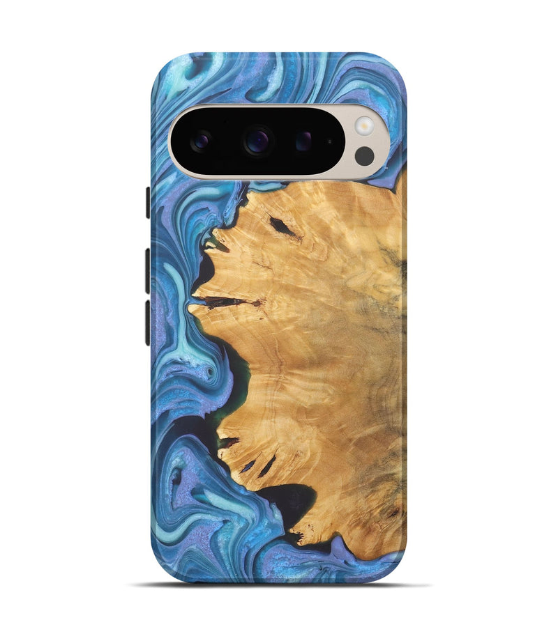 Pixel 9 Pro Wood+Resin Live Edge Phone Case - Brittani (Blue, 722238)