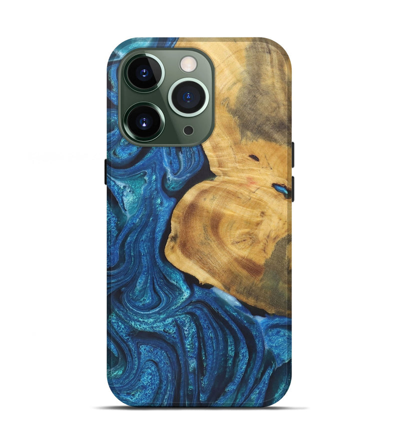 iPhone 13 Pro Wood+Resin Live Edge Phone Case - Woodrow (Blue, 722240)