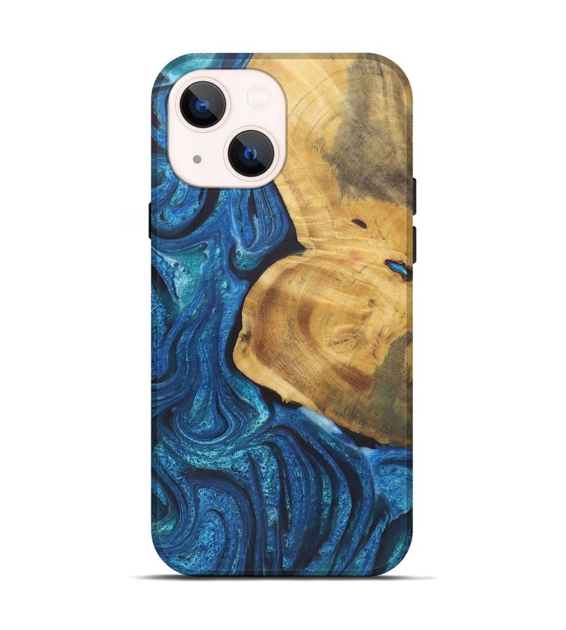 iPhone 14 Wood+Resin Live Edge Phone Case - Woodrow (Blue, 722240)