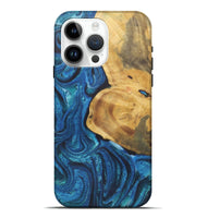 iPhone 15 Pro Max Wood+Resin Live Edge Phone Case - Woodrow (Blue, 722240)