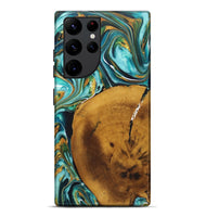 Galaxy S22 Ultra Wood+Resin Live Edge Phone Case - Gregory (Teal & Gold, 722242)