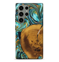 Galaxy S23 Ultra Wood+Resin Live Edge Phone Case - Gregory (Teal & Gold, 722242)