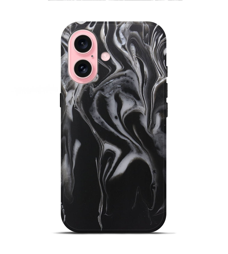 iPhone 16 ResinArt Live Edge Phone Case - Fern (Black & White, 722243)