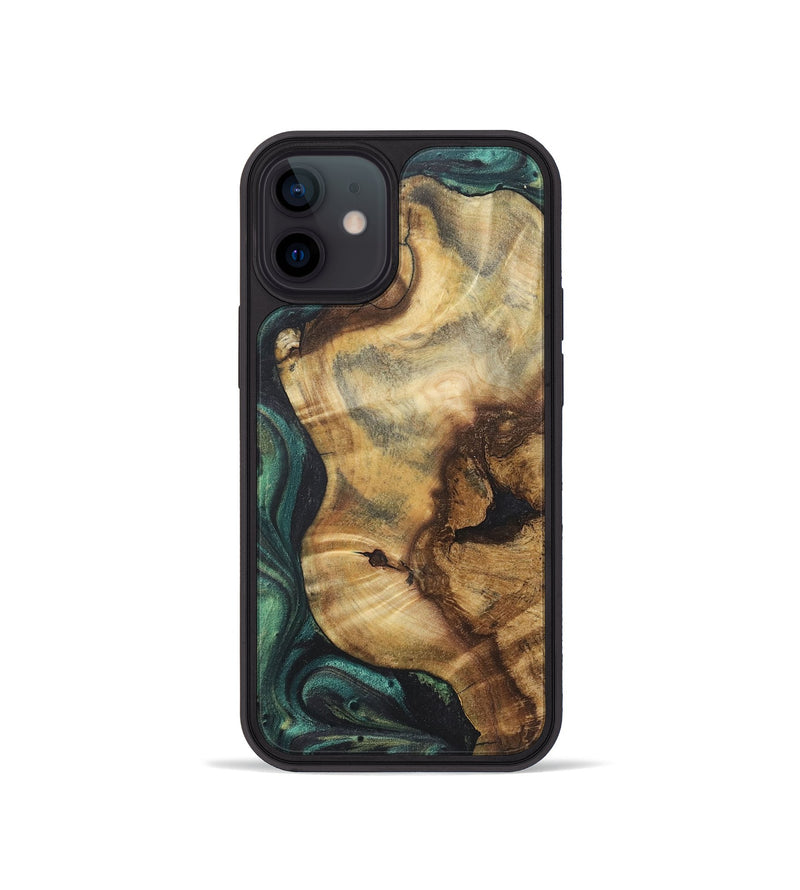 iPhone 12 mini Wood+Resin Phone Case - Zachariah (Green, 722269)