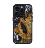 iPhone 16 Pro Wood+Resin Phone Case - Melissa (Black & White, 722304)