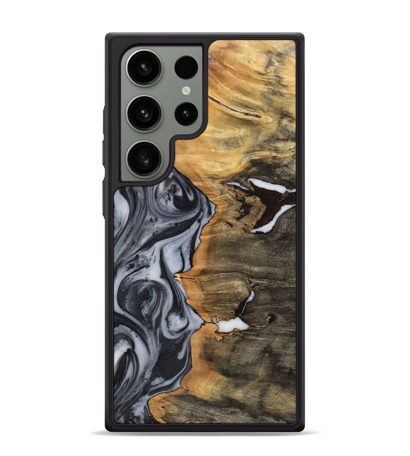 Galaxy S24 Ultra Wood+Resin Phone Case - Judith (Black & White, 722305)