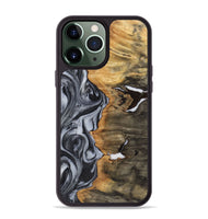 iPhone 13 Pro Max Wood+Resin Phone Case - Judith (Black & White, 722305)