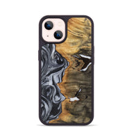 iPhone 14 Wood+Resin Phone Case - Judith (Black & White, 722305)