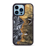 iPhone 14 Pro Max Wood+Resin Phone Case - Judith (Black & White, 722305)