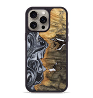 iPhone 15 Pro Max Wood+Resin Phone Case - Judith (Black & White, 722305)