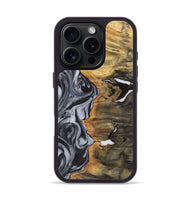 iPhone 16 Pro Wood+Resin Phone Case - Judith (Black & White, 722305)