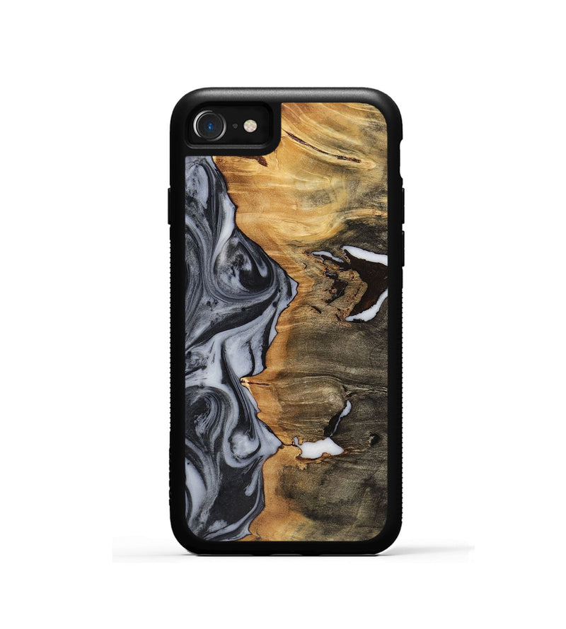 iPhone SE Wood+Resin Phone Case - Judith (Black & White, 722305)