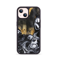 iPhone 14 Wood+Resin Phone Case - Ashlyn (Black & White, 722306)