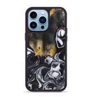 iPhone 14 Pro Max Wood+Resin Phone Case - Ashlyn (Black & White, 722306)