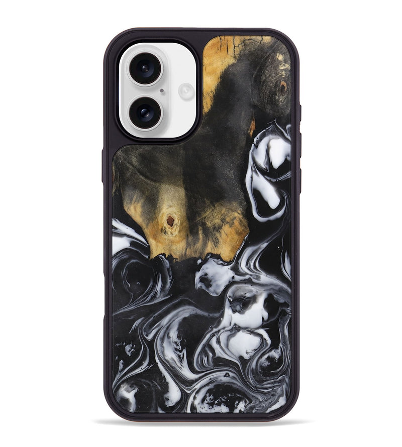 iPhone 16 Plus Wood+Resin Phone Case - Ashlyn (Black & White, 722306)