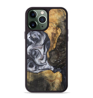 iPhone 13 Pro Max Wood+Resin Phone Case - Henrietta (Black & White, 722307)