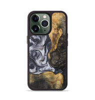 iPhone 13 Pro Wood+Resin Phone Case - Henrietta (Black & White, 722307)