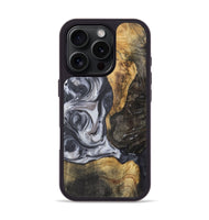 iPhone 16 Pro Wood+Resin Phone Case - Henrietta (Black & White, 722307)