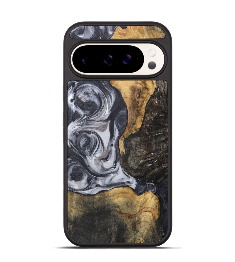 Pixel 9 Wood+Resin Phone Case - Henrietta (Black & White, 722307)