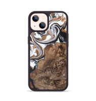 iPhone 14 Wood+Resin Phone Case - Gwen (Black & White, 722308)