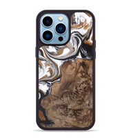 iPhone 14 Pro Max Wood+Resin Phone Case - Gwen (Black & White, 722308)