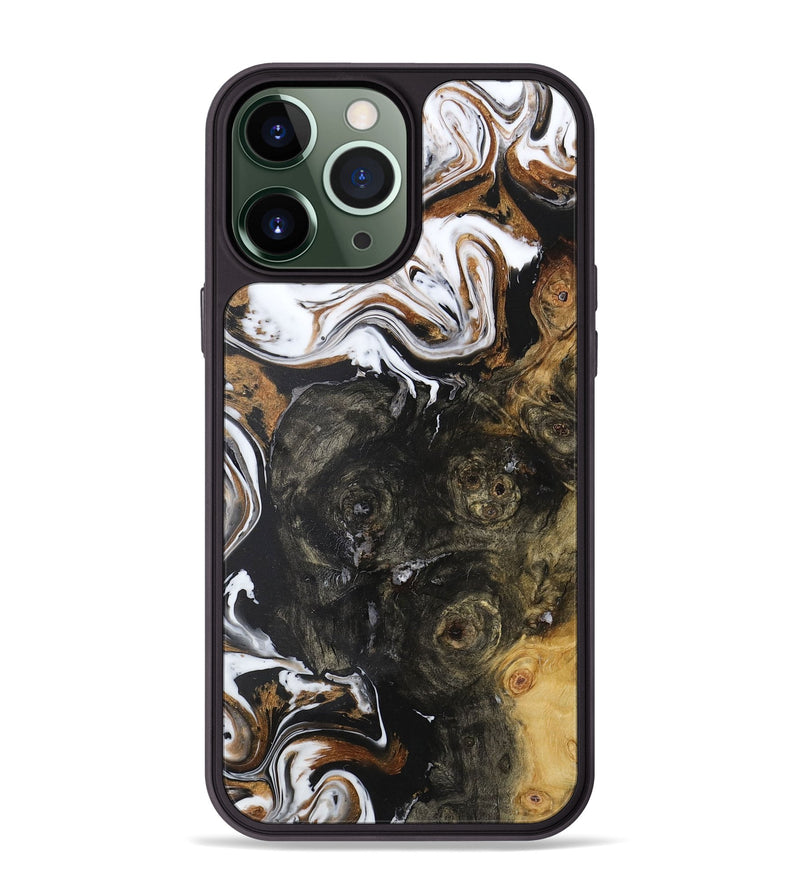 iPhone 13 Pro Max Wood+Resin Phone Case - Kaden (Black & White, 722309)