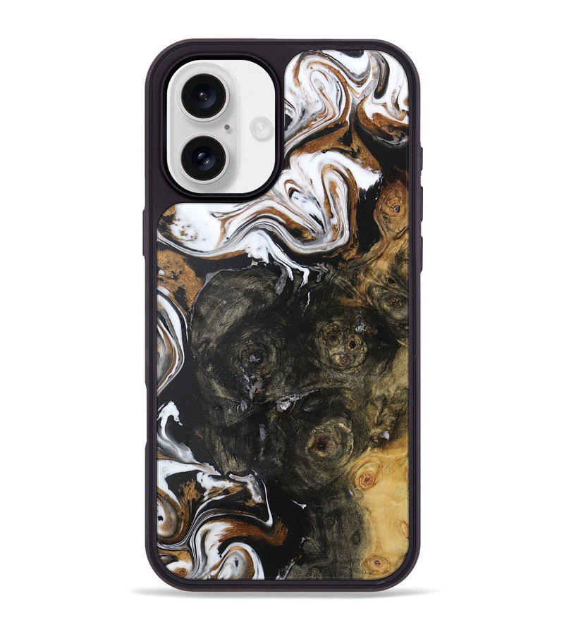 iPhone 16 Plus Wood+Resin Phone Case - Kaden (Black & White, 722309)