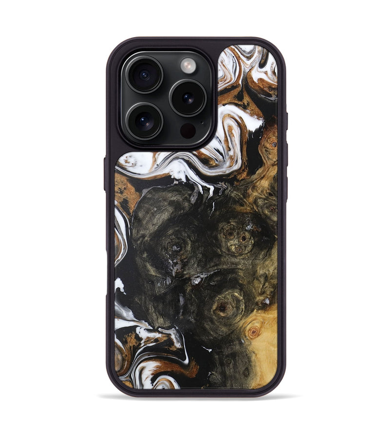 iPhone 16 Pro Wood+Resin Phone Case - Kaden (Black & White, 722309)