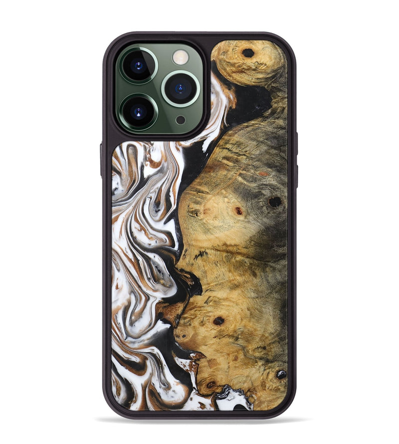 iPhone 13 Pro Max Wood+Resin Phone Case - Jalen (Black & White, 722310)