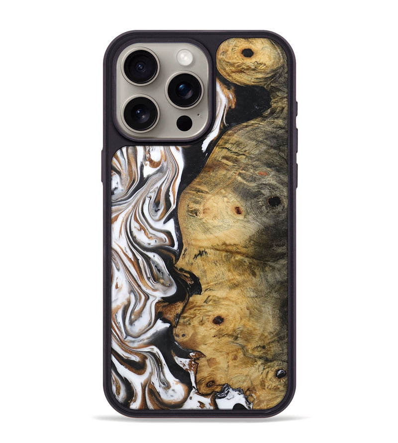 iPhone 15 Pro Max Wood+Resin Phone Case - Jalen (Black & White, 722310)