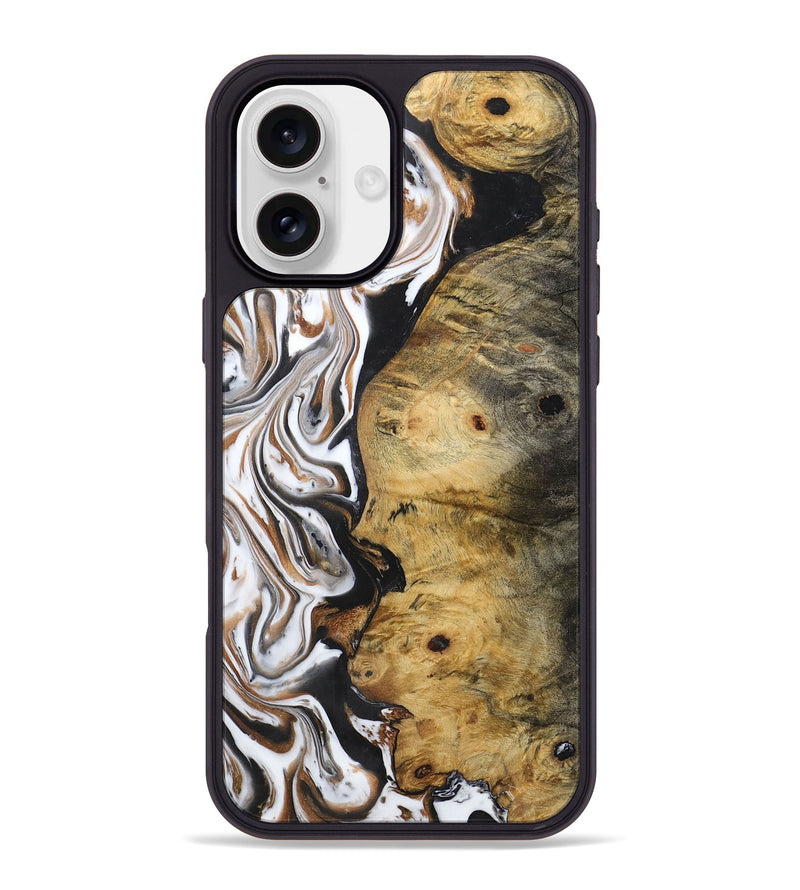 iPhone 16 Plus Wood+Resin Phone Case - Jalen (Black & White, 722310)