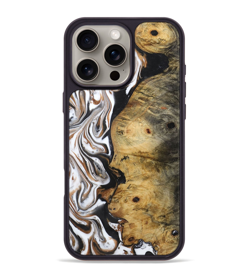 iPhone 16 Pro Max Wood+Resin Phone Case - Jalen (Black & White, 722310)