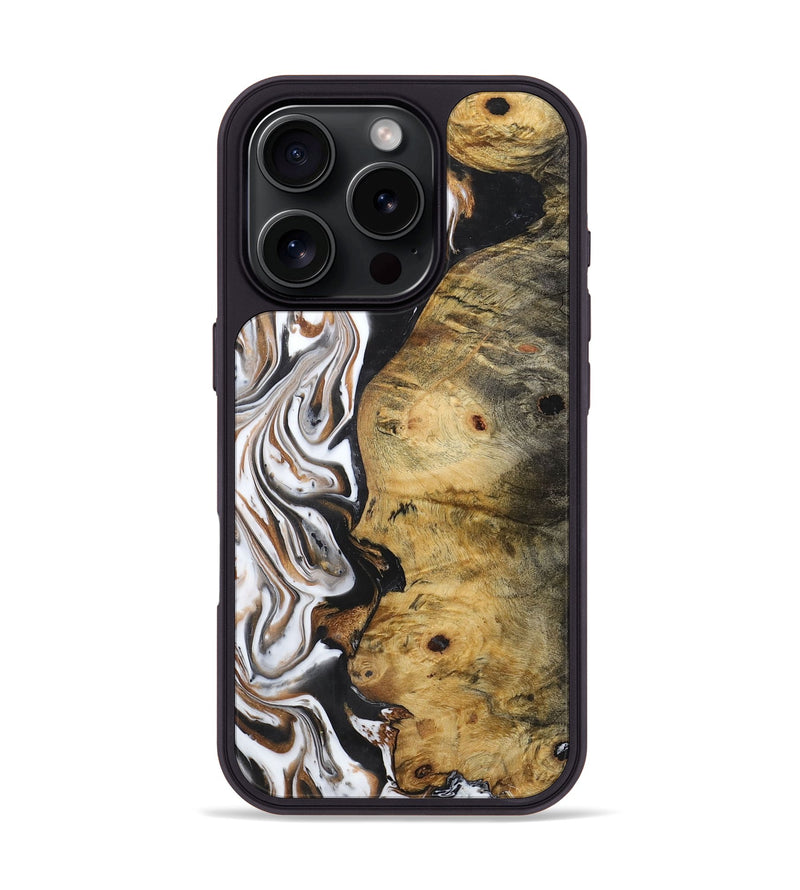 iPhone 16 Pro Wood+Resin Phone Case - Jalen (Black & White, 722310)