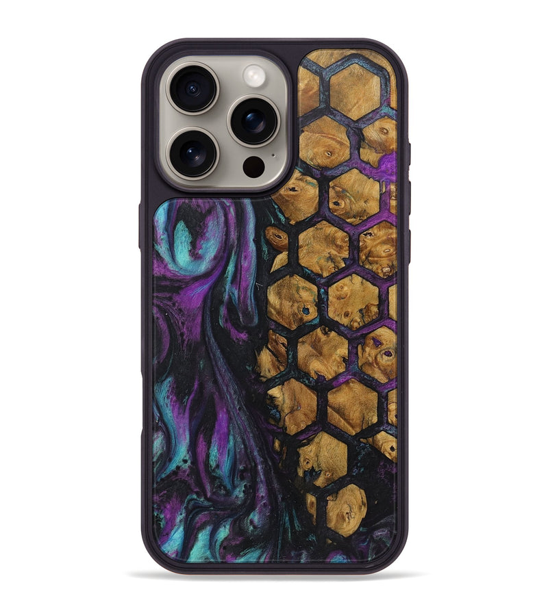 iPhone 16 Pro Max Wood+Resin Phone Case - Iris (Pattern, 722312)