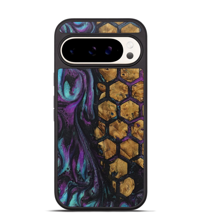 Pixel 9 Pro Wood+Resin Phone Case - Iris (Pattern, 722312)