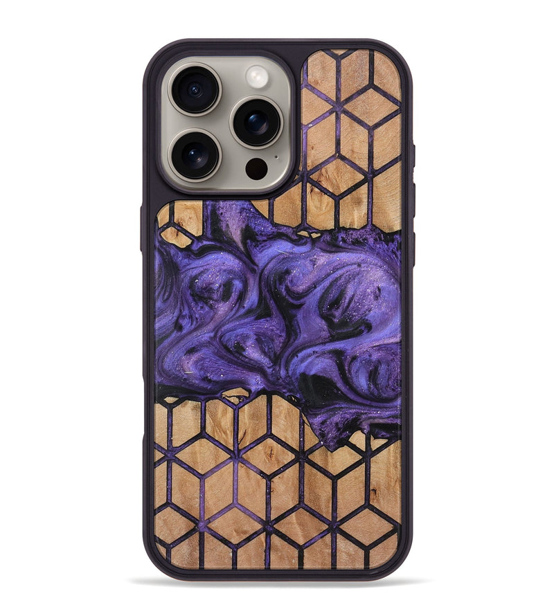 iPhone 16 Pro Max Wood+Resin Phone Case - Angelina (Pattern, 722316)