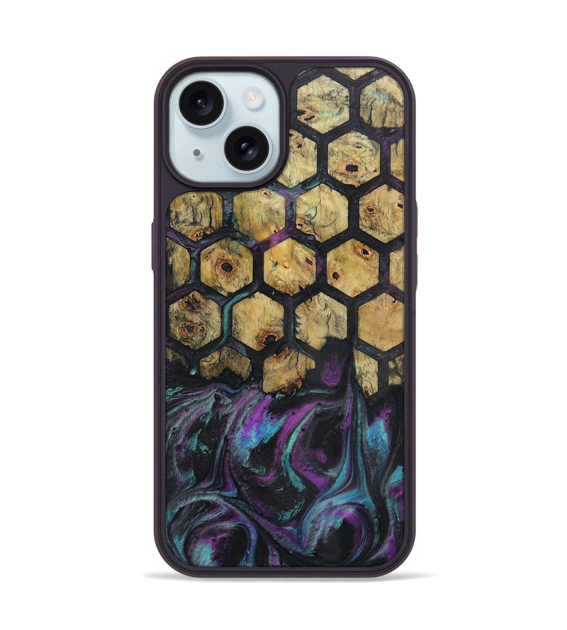 iPhone 15 Wood+Resin Phone Case - Rebekah (Pattern, 722320)