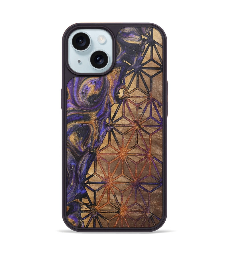 iPhone 15 Wood+Resin Phone Case - Sofia (Pattern, 722323)