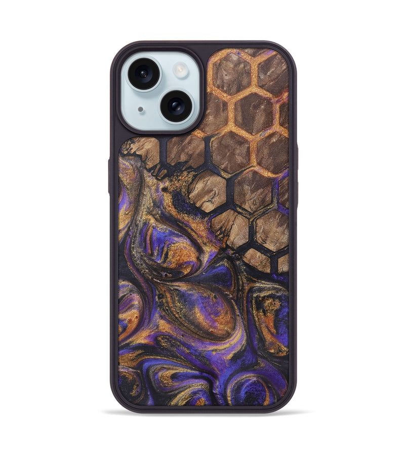 iPhone 15 Wood+Resin Phone Case - Laura (Pattern, 722327)