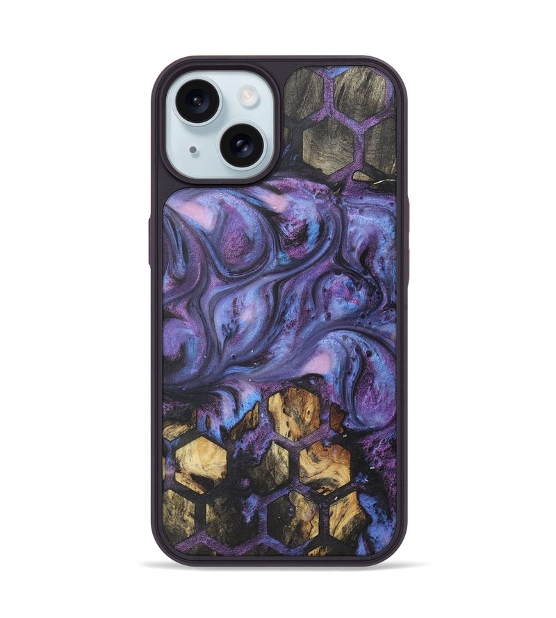 iPhone 15 Wood+Resin Phone Case - Arya (Pattern, 722329)